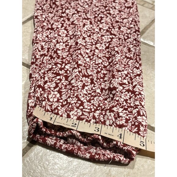Market & Spruce Shirt Womens Large Floral Button Blouse Maroon White 3/4 Sleeve - Picture 15 of 16